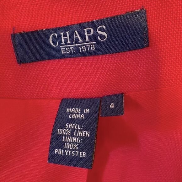 Chaps Ralph Lauren Hot Pink Linen Blazer Jacket Size 4 - Picture 6 of 6